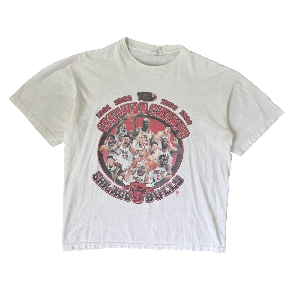Vintage Chicago Bulls Shirt Mens Large White NBA Basketball 1997 Champs Starter